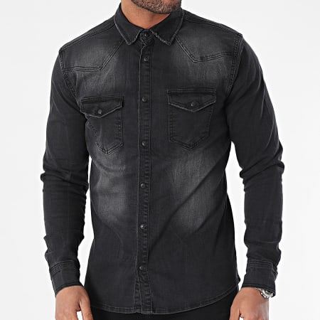 Armita - Camisa vaquera de manga larga JCH908 Negro