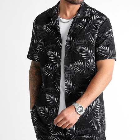 LBO - Camicia con stampa tropicale e pantaloncini da jogging 0923 Set nero