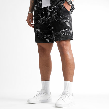 LBO - Conjunto de camisa y pantalón corto con estampado tropical 0923 Negro