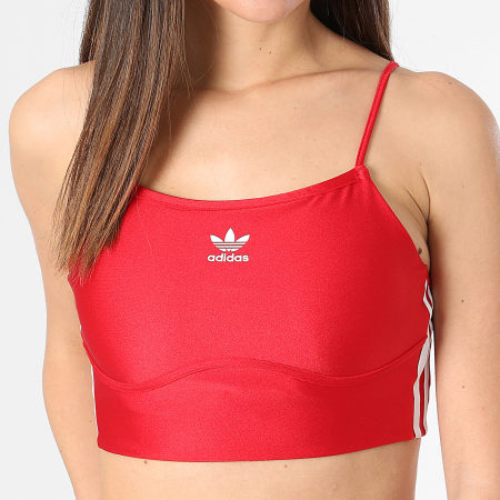 Adidas Originals - Débardeur Brassière Crop A Bandes Femme 3 Stripes IN8359 Rouge