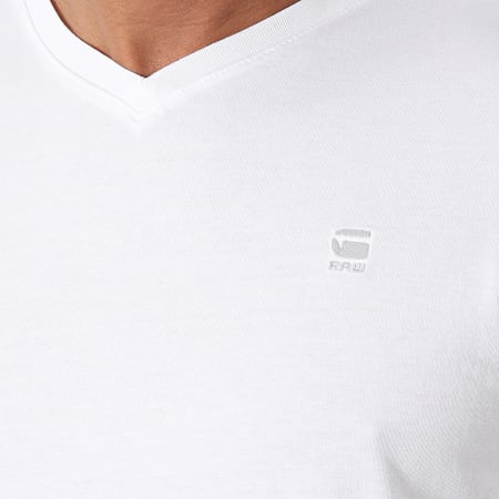 G-Star - Tee Shirt Col V D16412-336 Blanc