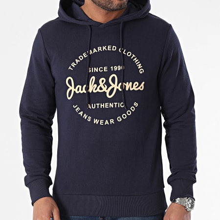 Jack And Jones - Felpa con cappuccio Forest blu navy