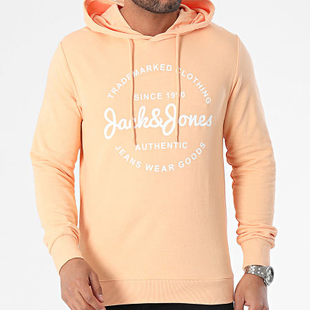 Jack And Jones - Felpa con cappuccio arancione chiaro