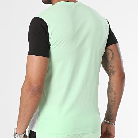 Zayne Paris  - Conjunto de camiseta de rayas verde claro y pantalón corto de jogging