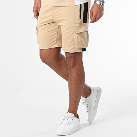 Zayne Paris  - Set di maglietta e pantaloncini da jogging a righe beige