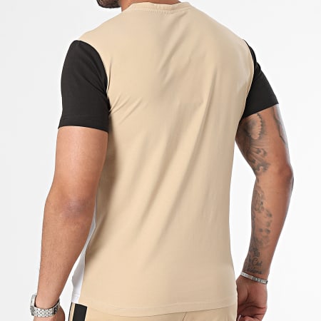 Zayne Paris  - Ensemble Tee Shirt Et Short Jogging A Bandes Beige