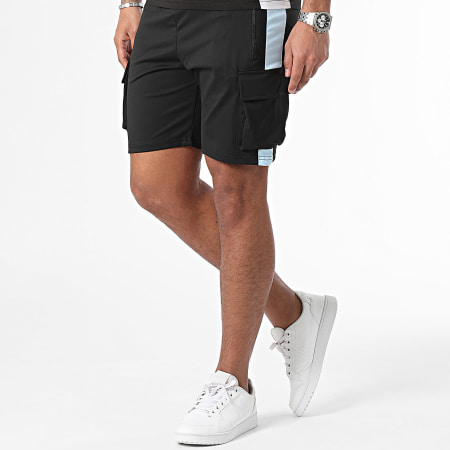 Zayne Paris  - Conjunto de camiseta de rayas negras y pantalón corto de jogging