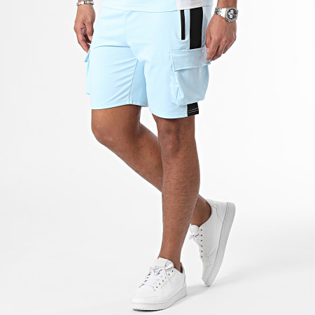 Zayne Paris  - Set di maglietta e pantaloncini da jogging a righe blu chiaro