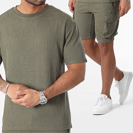 Zayne Paris  - Camiseta verde caqui y pantalones cortos tipo cargo
