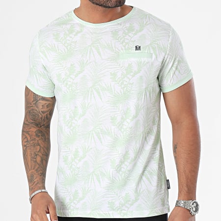 La Maison Blaggio - Blanco Verde Claro Floral Pocket Camiseta