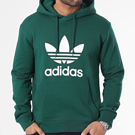 Adidas Originals - Felpa con cappuccio Trefoil IM9407 Verde scuro
