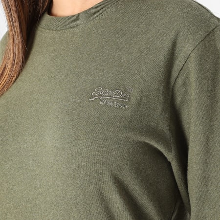 Superdry - Maglietta a maniche lunghe con logo vintage da donna M6010550A Verde scuro