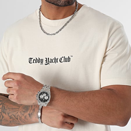 Teddy Yacht Club - Tee Shirt Oversize Large Art Series Dripping Nero e Bianco Beige