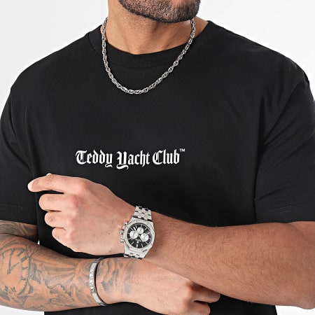 Teddy Yacht Club - Tee Shirt Oversize Large Art Series Dripping Nero e Bianco Nero
