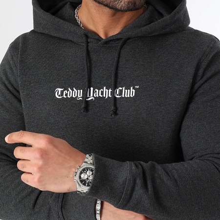 Teddy Yacht Club - Serie Art Dripping Felpa con cappuccio in bianco e nero grigio antracite