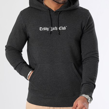 Teddy Yacht Club - Sweat Capuche Art Series Dripping Black And White Gris Anthracite Chiné