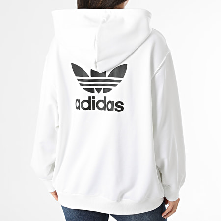 Adidas Originals - Sweat Capuche Femme Trefoil IP0586 Blanc