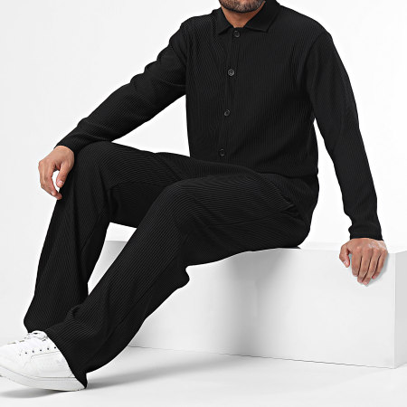 Ikao - Set camicia e pantaloni neri a maniche lunghe