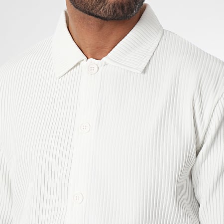 Ikao - Conjunto blanco de camisa de manga larga y pantalón