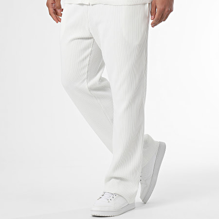 Ikao - Conjunto blanco de camisa de manga larga y pantalón
