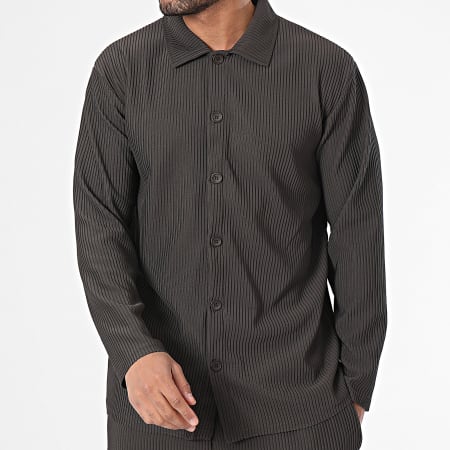 Ikao - Conjunto de camisa y pantalón de manga larga gris marengo