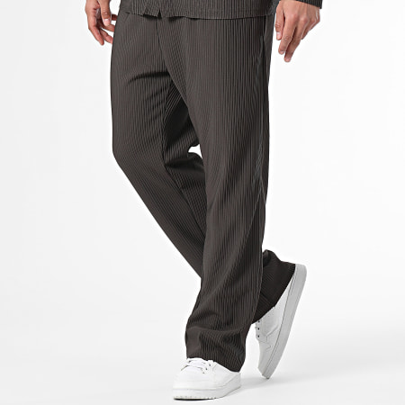 Ikao - Conjunto de camisa y pantalón de manga larga gris marengo