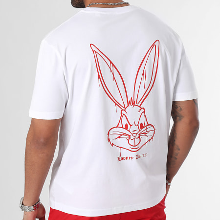 Looney Tunes - Tee Shirt Oversize Large Angry Bugs Bunny Blanc Rouge