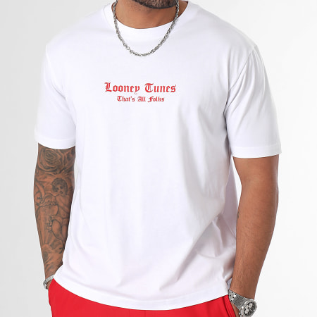 Looney Tunes - Maglietta oversize Angry Taz Bianco Rosso