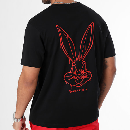 Looney Tunes - Camiseta Oversize Large Angry Bugs Bunny Negro Rojo