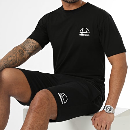 Ellesse - Malaren SLF20419 Conjunto de camiseta negra y pantalón corto de jogging