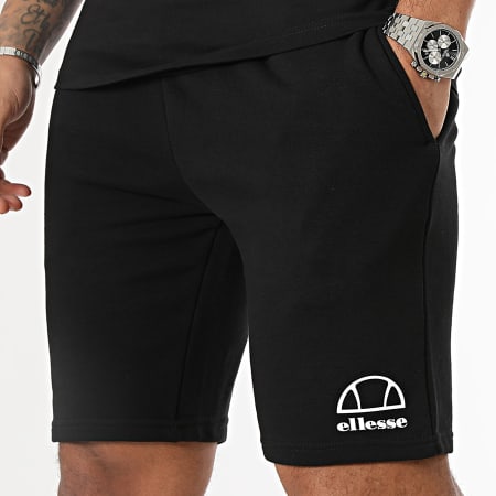 Ellesse - Malaren SLF20419 Conjunto de camiseta negra y pantalón corto de jogging