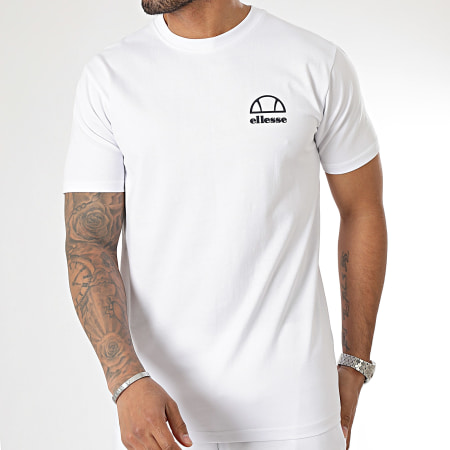 Ellesse - Malaren SLF20419 Conjunto de camiseta blanca y pantalón corto de jogging