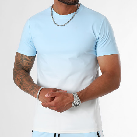 LBO - 0160 Conjunto de camiseta y pantalón corto degradado azul claro