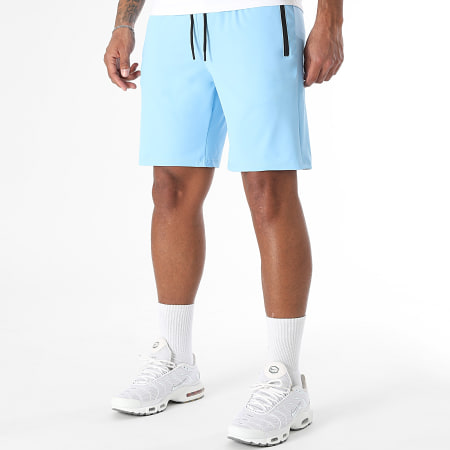 LBO - Ensemble Tee Shirt Et Short Jogging Dégradé 0160 Bleu Clair Blanc