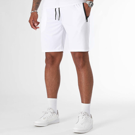LBO - 0163 Set di maglietta e pantaloncini da jogging bianchi e neri