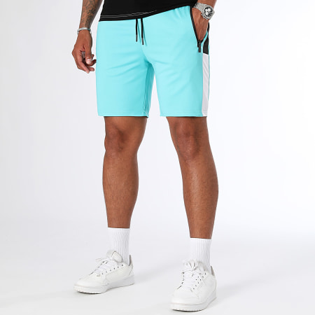 LBO - Ensemble Tee Shirt Et Short Jogging 0157 Noir Bleu Turquoise