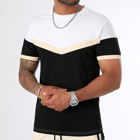 LBO - Ensemble Tee Shirt Et Short jogging 0158 Noir Blanc Beige