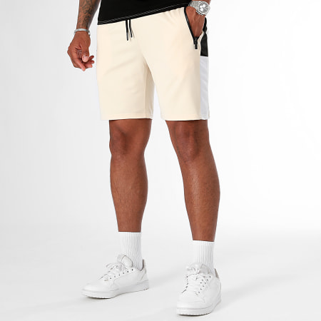 LBO - Ensemble Tee Shirt Et Short jogging 0158 Noir Blanc Beige