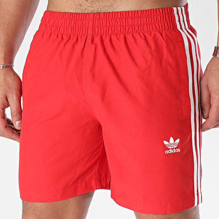 Adidas Originals - Short De Bain A Bandes Originals 3 Stripes IT8654 Rouge