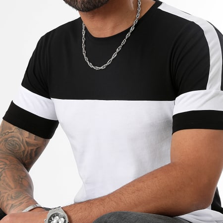 LBO - Tee Shirt Oversize A Bandes 3314 Blanc Noir