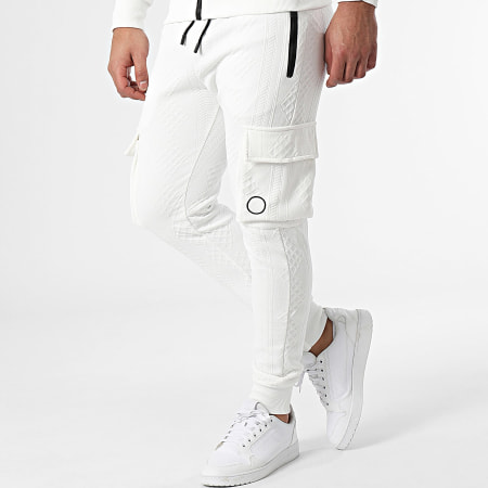 MTX - Set di pantaloni cargo e felpa con cappuccio con zip bianca