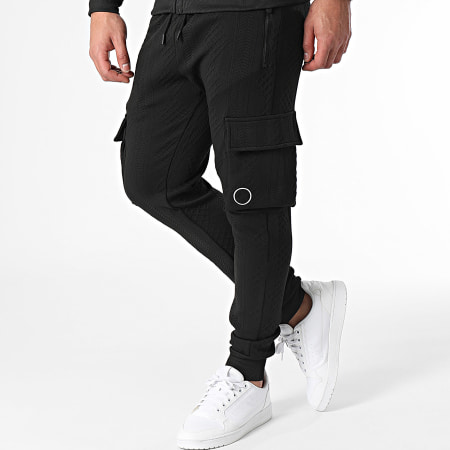MTX - Set di pantaloni cargo e felpa con cappuccio con zip nera
