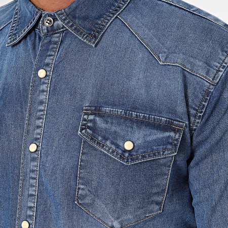 MTX - Camicia di jeans a maniche lunghe in denim blu