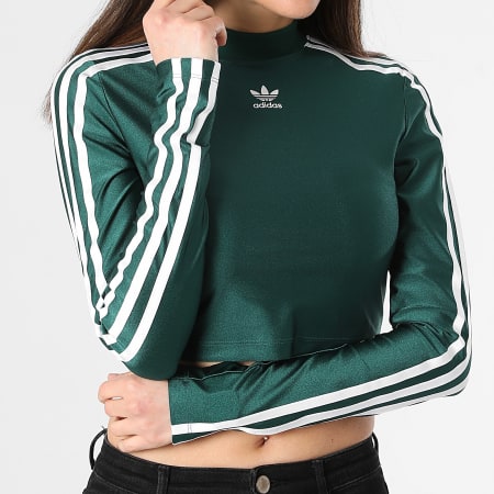 Adidas Originals - Tee Shirt Manches Longues Crop Femme IR8136 Vert