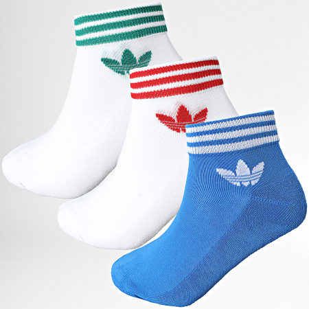 Adidas Originals - Lote de 3 pares de calcetines Trefoil IU2662 Blanco Azul Real