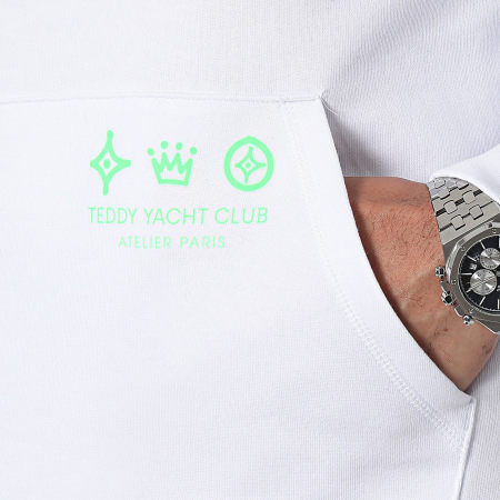 Teddy Yacht Club - Felpa con cappuccio Atelier De Couture Bianco Verde Fluo