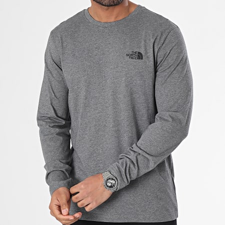 The North Face - Tee Shirt Manches Longues Simple Dome A87QN Gris Chiné