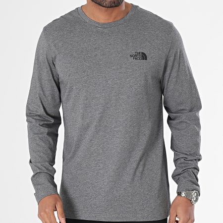The North Face - Tee Shirt Manches Longues Simple Dome A87QN Gris Chiné
