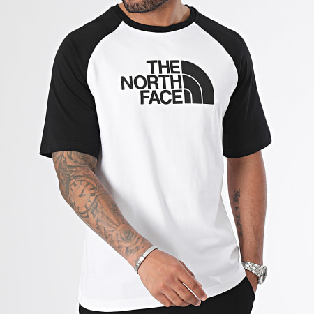 The North Face - Tee Shirt Raglan Easy A87N7 Blanc Noir