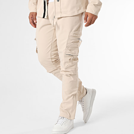 2Y Premium - Set giacca con zip e pantaloni cargo beige